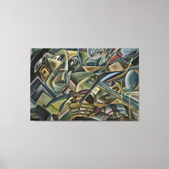 Fiddler, kubistische Ölmalerei Leinwanddruck (Vorderseite)