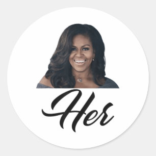 Fiddlesticks T-Shirts Womens Her Michelle Obama - Runder Aufkleber