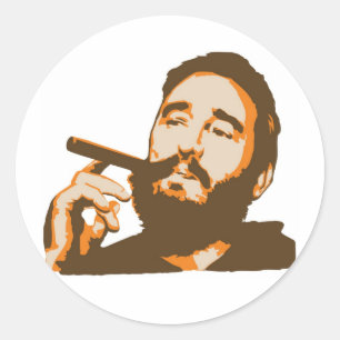 Fidel Castro mit Cigar-Portrait-Aufkleber Runder Aufkleber