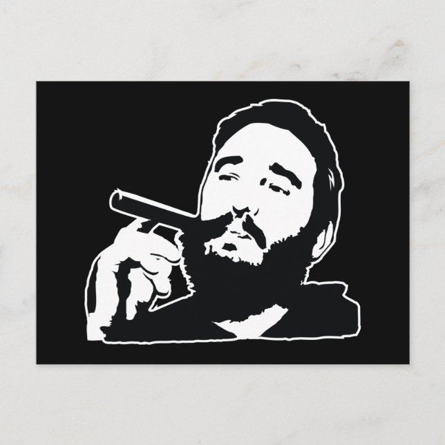Fidel Castro mit Cigar Portrait Postkarte (Vorderseite)