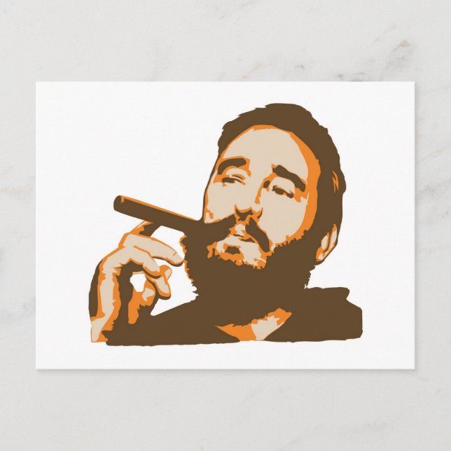 Fidel Castro mit Cigar Portrait Postkarte (Vorderseite)