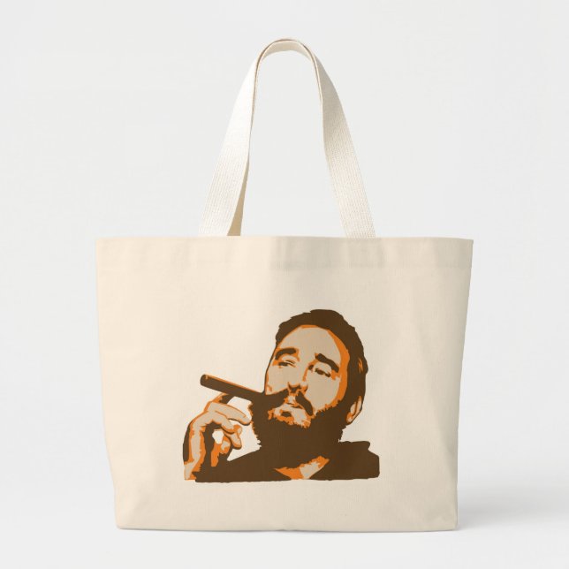Fidel Castro mit Zigarren-Porträt-Taschen-Tasche Jumbo Stoffbeutel (Vorne)