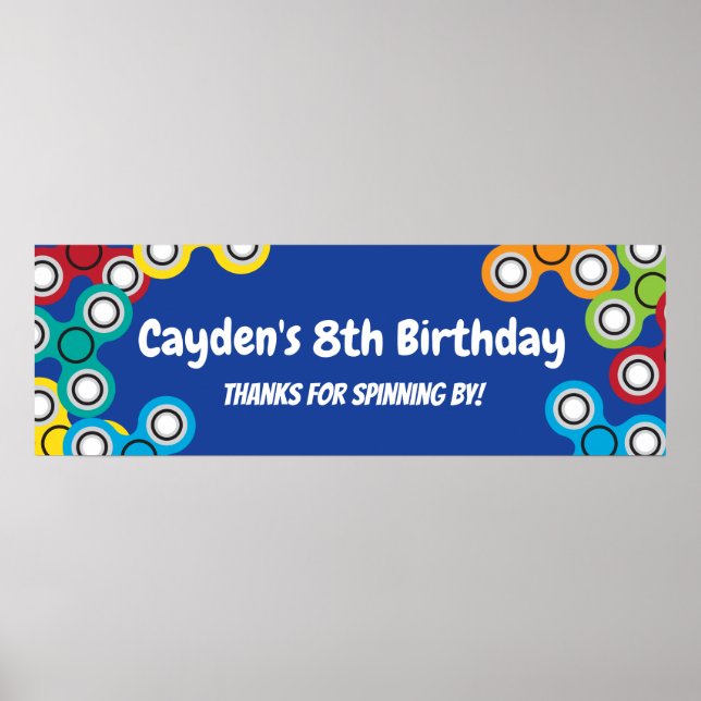 Fidget Spinner Birthday Party Banner Poster (Vorne)
