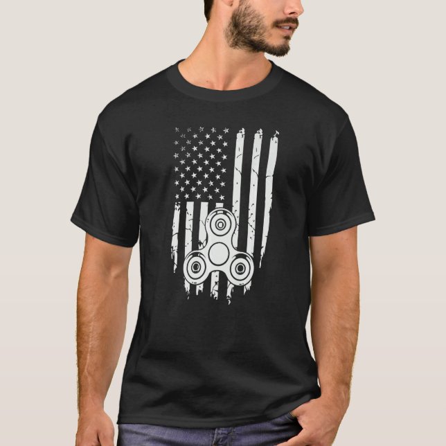 Fidget Spinner USA Flag 4. Juli T-Shirt (Vorderseite)