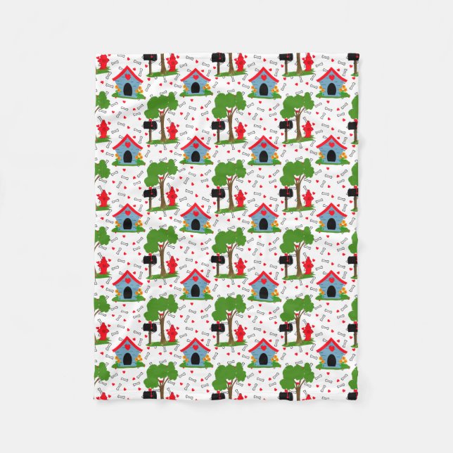 Fido Dog House Herz Knochen Fleecedecke (Vorderseite)