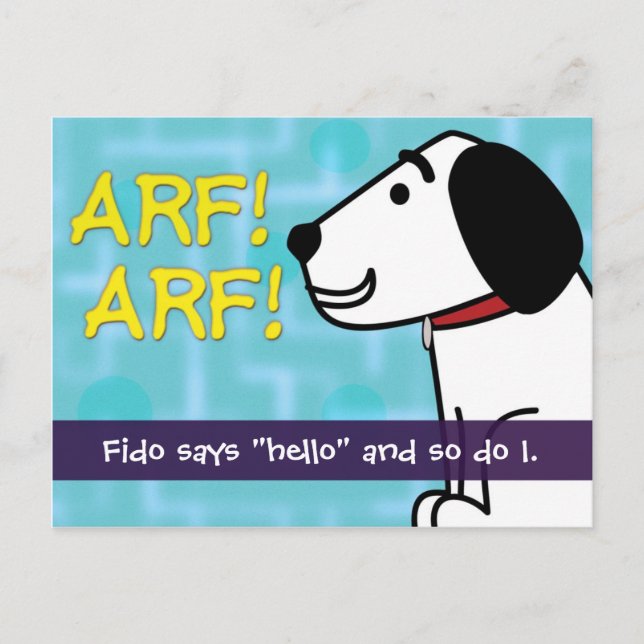Fido sagt Hallo Postkarte (Vorderseite)