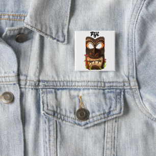 Fidschi geschnitztes Holzgesicht Button