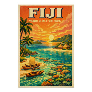 Fidschi-Inseln in einer klassischen Retro-Reise Poster