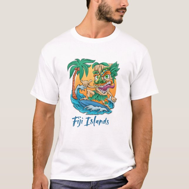Fidschi Inseln Vacation Surfing Beach Trip Palm Tr T-Shirt (Vorderseite)
