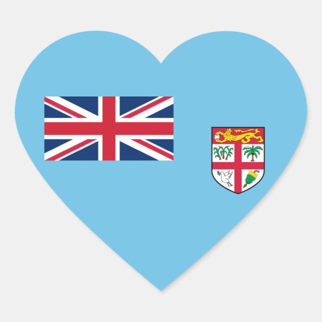 Fidschi - Staatsflagge Fidschis Herz-Aufkleber (Vorderseite)