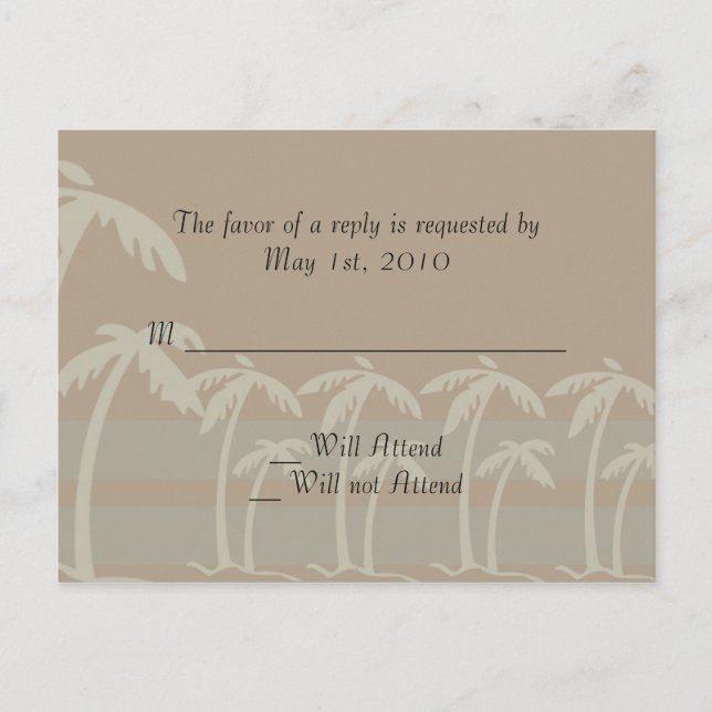 Fidschi: Tropische Palmen in Taupe, Creme, Blau Einladungspostkarte (Vorderseite)