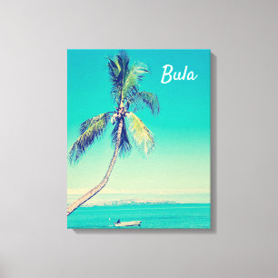 Fidschi tropische Vintage Palmen Insel Reise Leinwanddruck