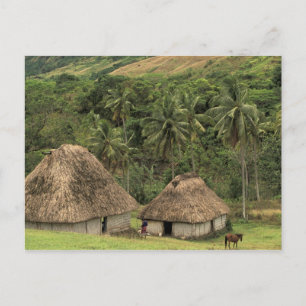 Fidschi, Viti Levu, Navala, traditionelle Bure-Häu Postkarte