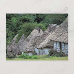 Fidschi, Viti, Traditionelle Hüttenhäuser. Postkarte