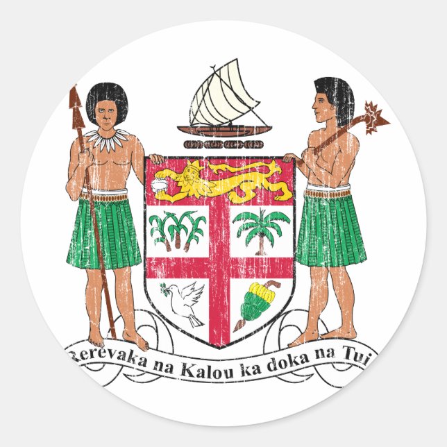 Fidschi-Wappen Runder Aufkleber (Vorderseite)
