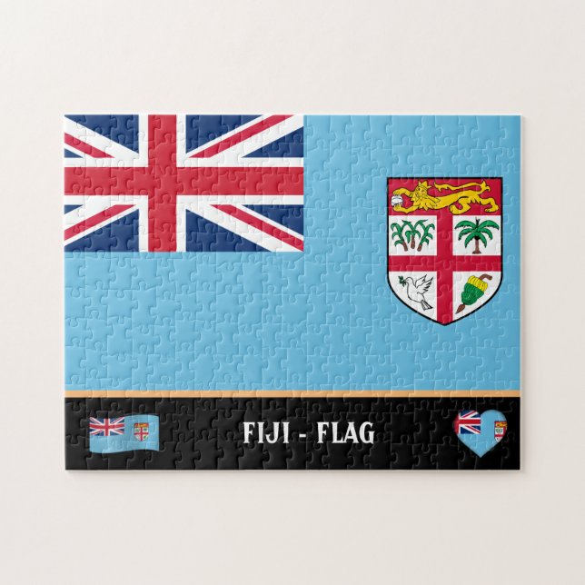Fidschian Flag & Fidschi-Land / Fidschi-Inseln Puzzle (Horizontal)