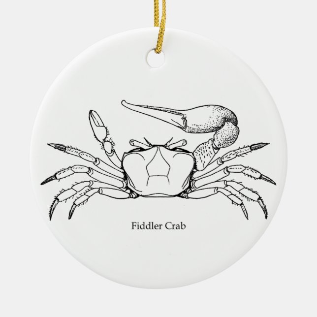 Fiedler-Krabben-Illustration (Linie Kunst) Silbernes Ornament (Vorne)