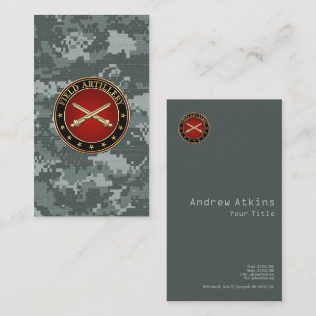 Field Artillery Branch Insignia Special Edition Visitenkarte (Vorne/Hinten)
