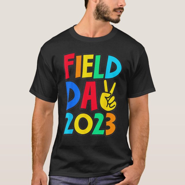 Field Day 2023 Peace Sign School Trip Teacher Stud T-Shirt (Vorderseite)