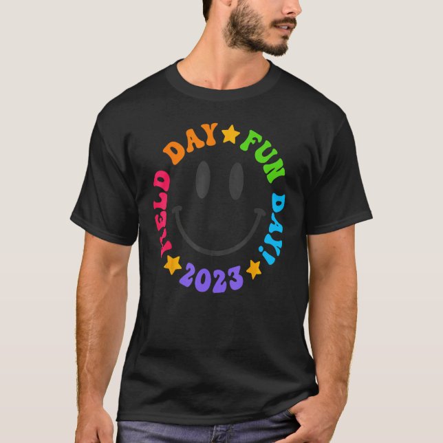 Field Day Fun Day 2023 Groovy Smile Face  Teacher  T-Shirt (Vorderseite)