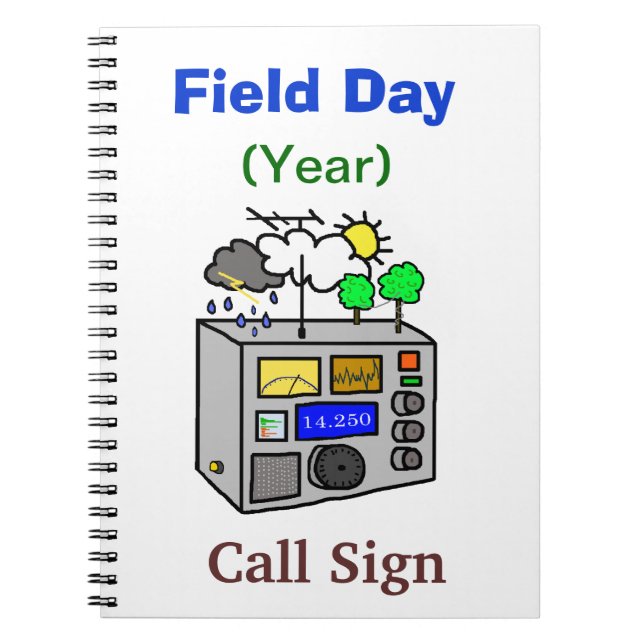 Field Day Notebook mit Cartoons Radio Notizblock (Vorderseite)