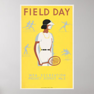 FIELD DAY WPA Recreation Project Amerika Vintag Poster