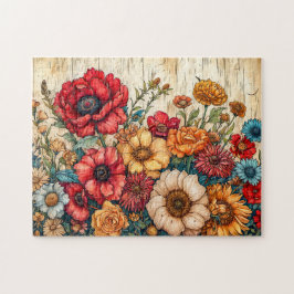 Field Flowers in Bright Summer Colors Puzzle