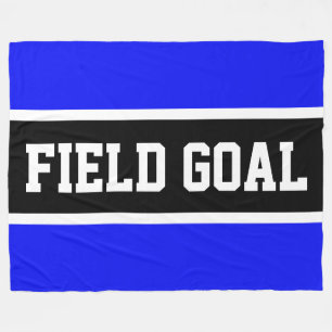 FIELD GOAL Sporty Schwarz Weiß Königblau Streifen Fleecedecke