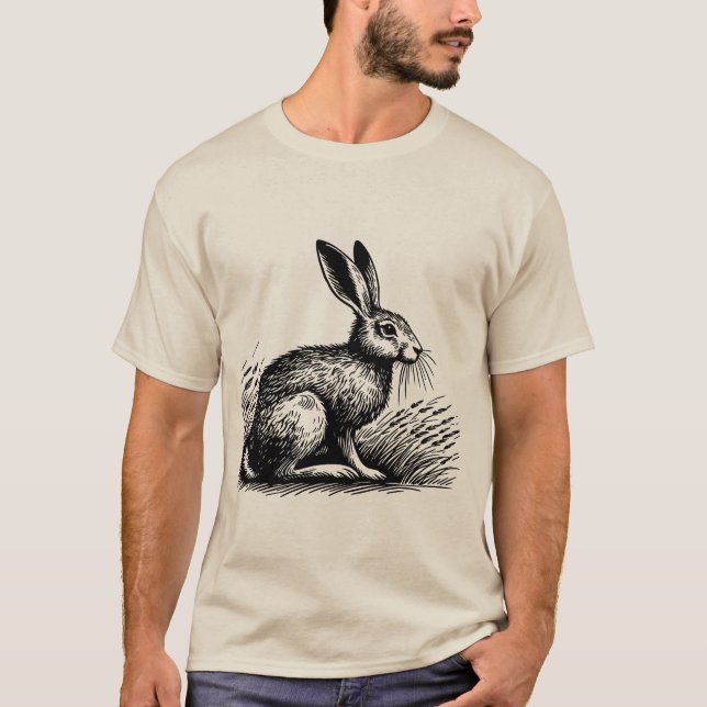 Field Hare – Rustic Rabbit T-Shirt Design (Vorderseite)