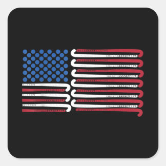 Field Hockey American Flag mit blauen Balls für Quadratischer Aufkleber