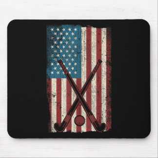 Field Hockey Amerikanische Flagge Vintage _1  Mousepad