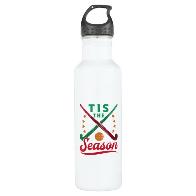 Field Hockey Christmas Tis The Season Player Holid Edelstahlflasche (Vorderseite)