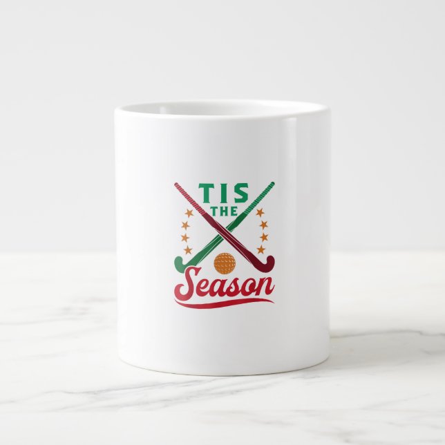 Field Hockey Christmas Tis The Season Player Holid Jumbo-Tasse (Vorderseite)