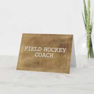 Field Hockey Coach dank Definition einfach braun Karte