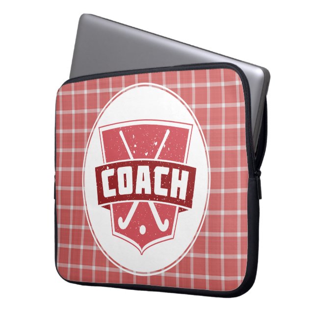 Field Hockey Coach Schild Abdeckung Laptopschutzhülle (Vorderseite Links)