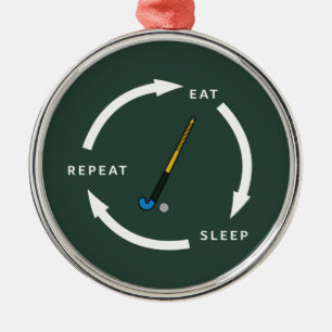 Field Hockey Eat Sleep Wiederholung Sportfan Spric Ornament Aus Metall