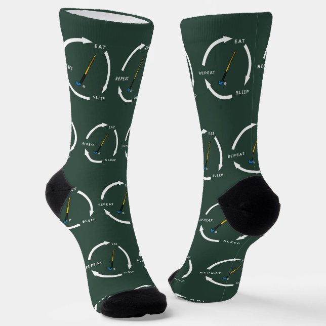 Field Hockey Eat Sleep Wiederholung Sportfan Spric Socken (Gewinkelt)