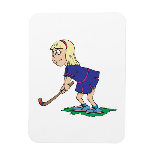 Field Hockey Girl Player 2 Magnet (Vertikal)