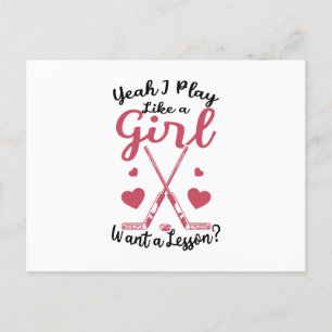 field hockey girls postkarte