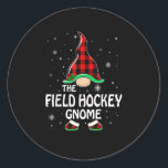 Field Hockey Gnome Buffalo Plaid Matching Family C Runder Aufkleber<br><div class="desc">This is a great Christmas gift. Your family,  friends or children will love this gift after you give it to them. Wishing you and your family and friends a Merry Christmas.</div>