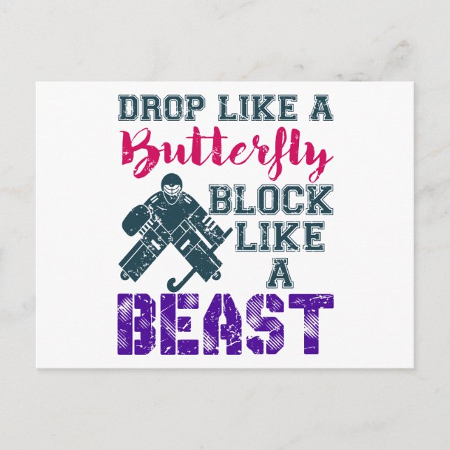 Field Hockey Goalie Block wie eine Bestie Postkarte (Vorderseite)