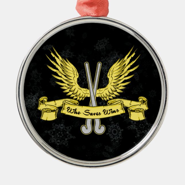Field Hockey Goalie Weihnachtsdekoration Silbernes Ornament (Vorne)