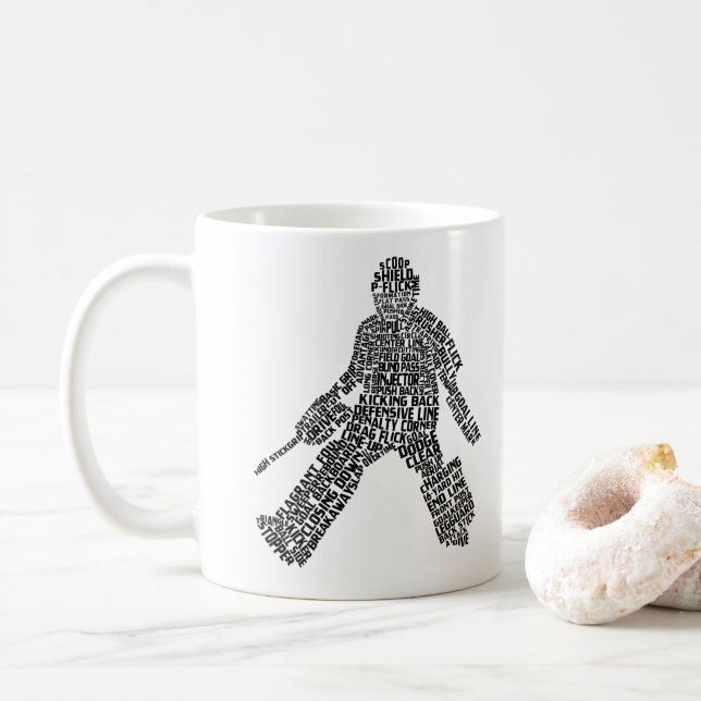 Field Hockey Goalie Word Art Kaffeetasse (Mit Donut)