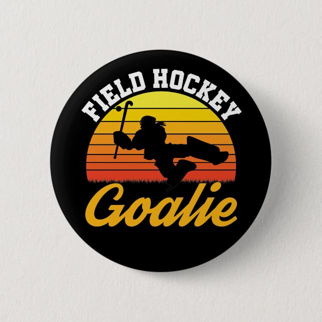Field Hockey Goalkeeper Retro Button (Vorderseite)