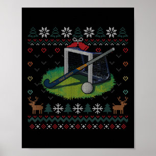 Field Hockey hässlicher Weihnachtspullover Ll Spor Poster