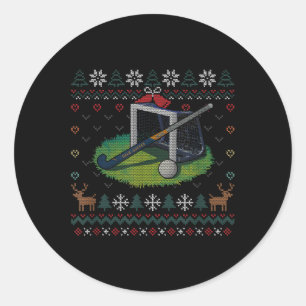 Field Hockey hässlicher Weihnachtspullover Ll Spor Runder Aufkleber