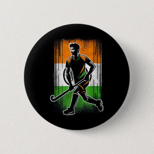 Field Hockey Indien Männer Indische Flagge Feldhoc Button