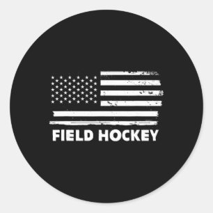 Field Hockey Life USA-Flagge Patriotisches Sportde Runder Aufkleber