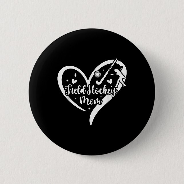 Field Hockey Mutter Herz Mutter eines Field Hockey Button (Vorderseite)