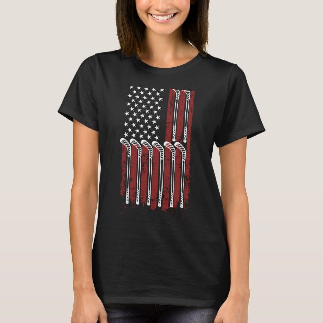 Field Hockey Spieler US Flag Field Hockey T-Shirt (Vorderseite)